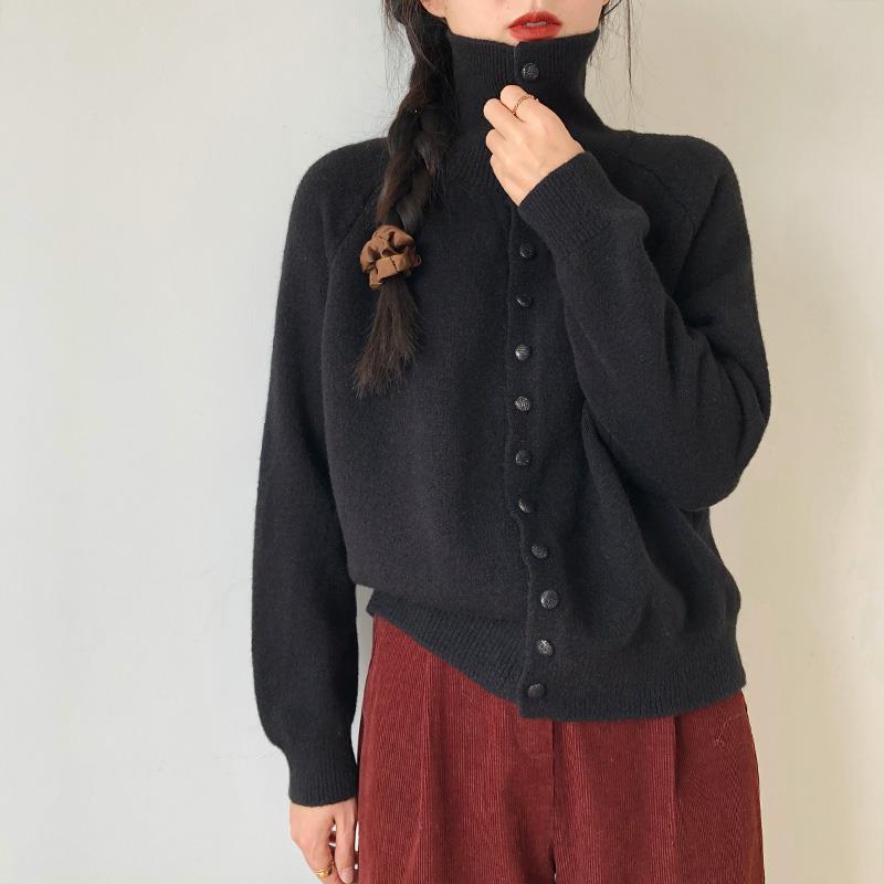 High-Neck Knitted Cardigan